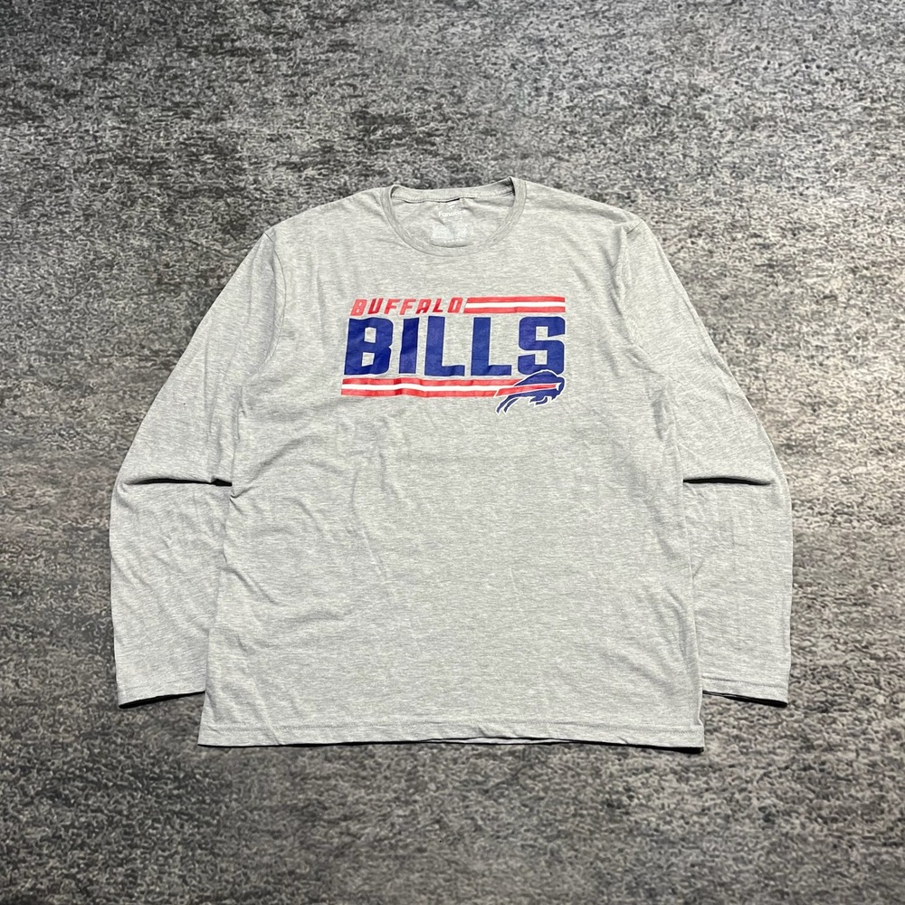 Buffalo Bills Fanatics NFL Long Sleeve Shirt Mens Large Gray Cotton Graphic